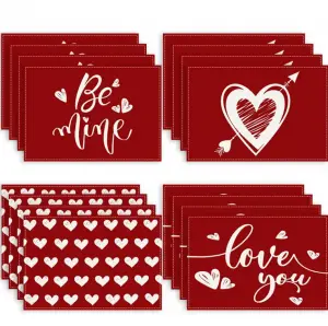 New Valentine’s Day Love Series Meal Mat Linen Letter Printed Table Mat Holiday Party Table Decoration Insulation Mat