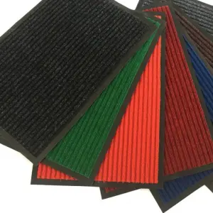 Factory Supply Anti-slip 100% Polyester PVC Single Ribbed Striped Door Mat