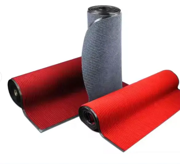 Customizable Outdoor Floor Mat Double Ribbed Striped Doormat Non-Slip Entrance Door Mat Blank Sublimation PVC Polyester Washable