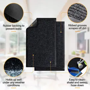 Commercial single color plain ribbed doormat PVC backing door mat