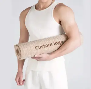 Custom organic natural rubber flax linen hemp cotton eco friendly yoga mat for sale Anti-slip Durable yoga mat