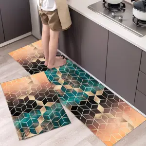 2pcs/sets Fashionable Nordic Style Kitchen Crystal velvet Floor Mat Household Carpet Long Strip Door Mat Modern Home Decor