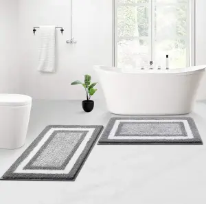 WXCCF Fluffy Microfiber Non Slip Machine Washable Super Absorbent Custom Design Shower Mat Bathroom Bath Mat Set