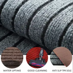 Large Seven Striped Outdoor Indoor Entrance Doormat Low Profile Home Carpet Door Mats with Anti-Skid TPR Back