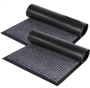 Double Ribbed Striped Mats Entrance Pvc Floor Mat Polyester Door Mat