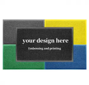 Custom Heavyweight PVC Coil Mat Logo Non-Slip Outdoor Entrance Door Mat Spaghetti Welcome Design Hotel Washable Foam Printing