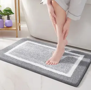WXCCF Fluffy Microfiber Non Slip Machine Washable Super Absorbent Custom Design Shower Mat Bathroom Bath Mat Set