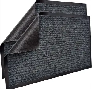 Non slip entrance doormat custom polyester stripe floor carpet ribbed outdoor door mat