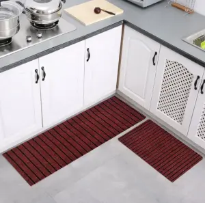 Polyester oil-proof waterproof non-slip door mats full carpeting kitchen rugs Kitchen floor mat with seven stripes