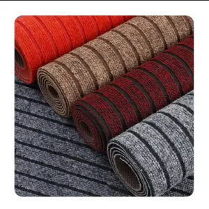 Customized size seven ribbed striped TPR backed doormats outdoor custom floor mats welcome mat