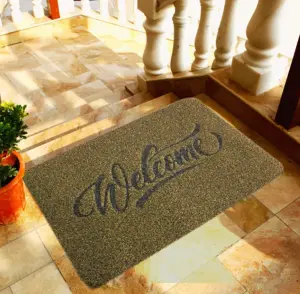 High Quality Polyester Thick Outdoor Mud Scraping Floor Mats Washable Anti Slip Embroidery Entry Door Place Mats