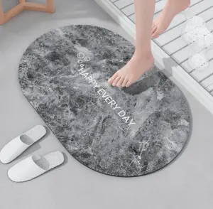 U-HOME High Quality Custom Logo Marble Design Floor Mat Anti-slip Shower Luxurious Soft Bath Rugs Rubber Bathroom Mat