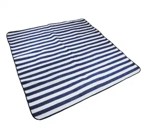 Factory Price Coarse Blue White Striped Comfortable Acrylic Picnic Mat