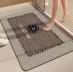 Square bathroom rug anti Non Slip Water Absorbent Bathroom Floor Rubber Door Mat Carpet Crystal Velvet Mats