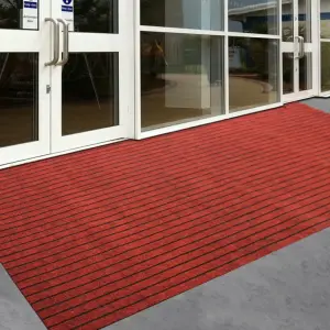 Customizable Black Red Grey Double Ribbed Striped Mats Entrance pvc Floor Mat blank door mat floor rug for gym commercial shop
