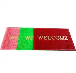 Non Slip outdoor indoor personalized pvc coil carpets custom logo doormats welcome embossed entrance front door mats for home