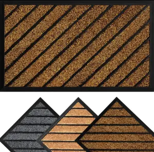Double Striped Entry Door Foot Mats Large Outdoor Welcome Mat With Non Slip