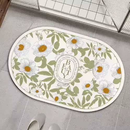 Nordic Style Bathroom Toilet Soft Mat Easy Dry Door Pad Household Non Slip Foot Retro Flower Cloth Absorbent Carpet
