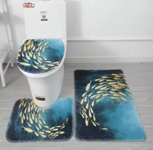 Water Absorption Non-Slip Bath Rug U-Shaped Toilet Mats Memory Foam Carpet Area Rugs Bathroom Mat Set