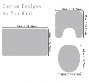 Custom Printed 3-Piece Anti-Slip Bathroom Rug Set Flower Design Polyester Shower Curtain and Toilet Mat for Washroom Decoration