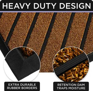 Double Striped Entry Door Foot Mats Large Outdoor Welcome Mat With Non Slip