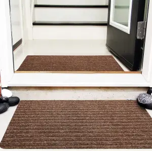 Double Ribbed Striped Mats Entrance pvc Floor Mat Black/Red/Grey Polyester Door Mat