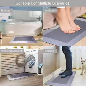 3D 3-Piece Non-Slip Floor Mats Set Pastoral Style 2 Area Rug Carpet Diatom Mud for Elderly for Bathrooms
