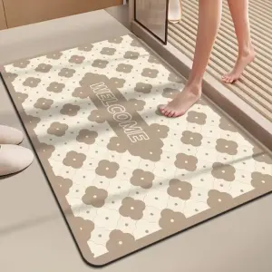 Square bathroom rug anti Non Slip Water Absorbent Bathroom Floor Rubber Door Mat Carpet Crystal Velvet Mats