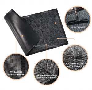 Graceline Front Door Rib Surface PVC Backing Door Mat Durable Single Wide Striped Doormat