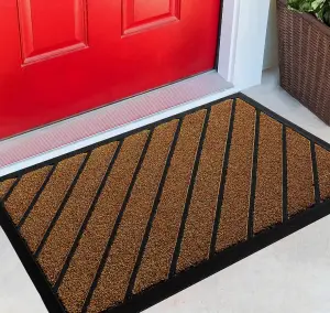 Double Striped Entry Door Foot Mats Large Outdoor Welcome Mat With Non Slip