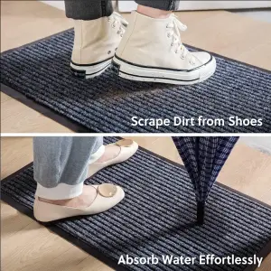 Non slip entrance doormat custom polyester stripe floor carpet ribbed outdoor door mat