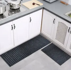 Polyester oil-proof waterproof non-slip door mats full carpeting kitchen rugs Kitchen floor mat with seven stripes