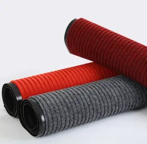 Double Ribbed Striped Mats Entrance Pvc Floor Mat Polyester Door Mat