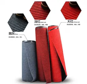 Waterproof Polyester Mats PVC Backing Double Striped Carpet Office Hotel Washable Polypropylene Door Floor Mat Roll Hallway