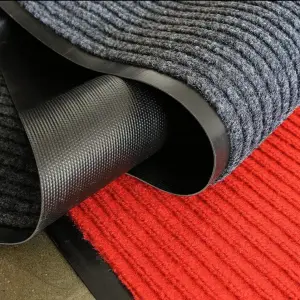 Double Ribbed Striped Mats Entrance Pvc Floor Mat Polyester Door Mat