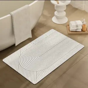 Free Sample Soft Water Absorbent Black Color Welcome Floor Indoor Mini Bathroom Rug Set Natural Rubber Bath Mat