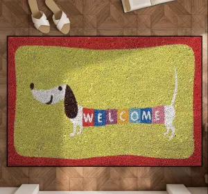 New Arrival Cute Dog Printed Rectangular Shape Welcome Crystal Velvet Entrance Floor Mat Washable Anti Slip Door Mat