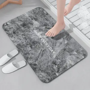 U-HOME High Quality Custom Logo Marble Design Floor Mat Anti-slip Shower Luxurious Soft Bath Rugs Rubber Bathroom Mat