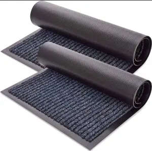 Seven Ribbed Striped Mats Entrance Outdoor Pvc Floor Mat Non Slip Dust Clean Polyester Door Mat