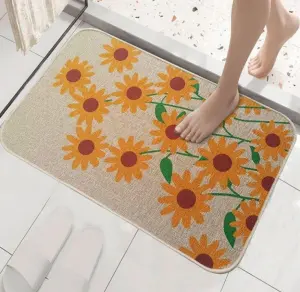 Linen Floor Mats Bathroom Anti-slip Mats Home Absorbent Wear-resistant Washable Entrance Door Mats