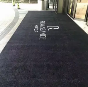 Custom Logo Wholesale Anti-Mud Mats Nylon PVC Bottom Door Mat Non-slip Water Absorption Wide Stripe Hotel Entrance Rubber Carpet