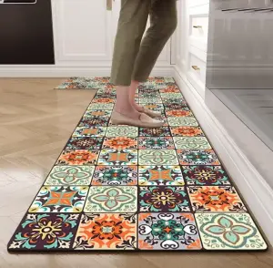 Factory Direct Sale Crystal Velvet Kitchen Floor Mat Bath Carpet Comfortable Safety Washable Absorbent Kitchen Mat Set
