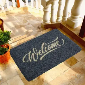 High Quality Polyester Thick Outdoor Mud Scraping Floor Mats Washable Anti Slip Embroidery Entry Door Place Mats