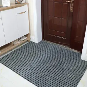 Large Seven Striped Outdoor Indoor Entrance Doormat Low Profile Home Carpet Door Mats with Anti-Skid TPR Back