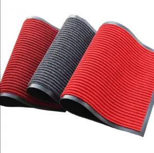Non Slip Indoor Outdoor Double Ribbed Door Mat Stripe Floor Carpet with PVC Backing