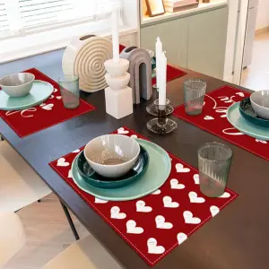 New Valentine’s Day Love Series Meal Mat Linen Letter Printed Table Mat Holiday Party Table Decoration Insulation Mat