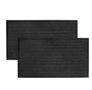 professional manufacturer double stripe door mat waterproof pvc backing Polyester floor welcome door mat