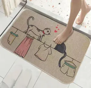 Linen Floor Mats Bathroom Anti-slip Mats Home Absorbent Wear-resistant Washable Entrance Door Mats
