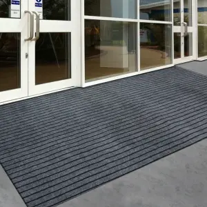 Customizable Black Red Grey Double Ribbed Striped Mats Entrance pvc Floor Mat blank door mat floor rug for gym commercial shop