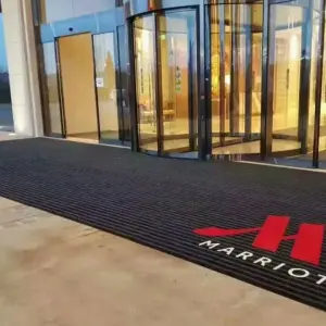 Custom Logo Wholesale Anti-Mud Mats Nylon PVC Bottom Door Mat Non-slip Water Absorption Wide Stripe Hotel Entrance Rubber Carpet